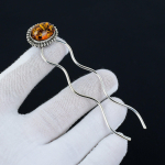 Elegantne Merevaigust Kivist K&auml;sit&ouml;&ouml;na Valmistatud 925 Sterling H&otilde;bedast Juuksekahvel - Pulma Aksessuaar, Juukses&otilde;lme Hoidja &Otilde;hukestele ja Paksudele Juustele, Kingitused Talle 3.14" oranž
