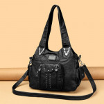 Uued Naiste luksuslikud k&auml;ekotid naiste kotid disainer Vintage pehmest nahast kotid Mood Satchel Mootorrattakott Tote Bags k&auml;ekott must