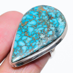 Natural Tibetan Turquoise Gemstone 925 Sterling Silver Gift Ring Size 9 e7w60