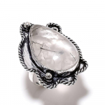 Natural Black Rutile Gemstone Handmade 925 Sterling Silver Ring Size 11 o0s21