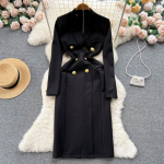 S&uuml;gis Talv Vintage Hepburni Stiilis Slim Bodycon Peokleit Elegantne Naiste Kontorit&ouml;&ouml; Pliiats Blazer Kleit S must