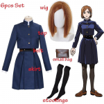 Anime Jujutsu Kaisen Kugisaki Nobara Cosplay Kost&uuml;&uuml;m Parukas V&ouml;&ouml;kott Kleit Halloweeni J&otilde;ulupidu Vormiriietus T&uuml;drukud Naiste Parukakingad L-(Costume+Wig)