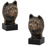 Akita, Akita Inu - Dog statue, bust on stone base, sculpture, trophy for dog show by Art-Dog brand