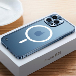 Metallraamiga magnetiline telefoni&uuml;mbris iPhone 11 12 13 14 15 16 Pro Max alumiiniumsulamist t&auml;ielik objektiivi kaitsekate iPhone 16 jaoks. Metallist tagakorpus iPhone 16 Pro Max sinine