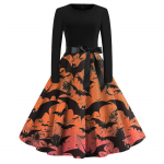 Halloweeni prindiga s&auml;rav kleit naistele pikkade varrukatega kleit, &otilde;&otilde;nsad pidulikud vabaaja kleidid &uuml;mara kaelusega S khaki