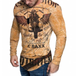 Meeste kevadine ja s&uuml;gisene pikkade varrukatega T-s&auml;rk Meeste avara &uuml;mara kaelusega kapuuts, 3D-tr&uuml;kiga tr&uuml;kitud pikkade varrukatega top S