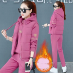 S&uuml;gis- ja talvine ema kolmeosaline komplekt pluss sametist paksendatud spordir&otilde;ivaste &uuml;likond kampsun vest vabaaja kolmeosaline &uuml;likond XXL