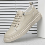 Fashion2024 uued meeste ehtsast nahast vabaajajalatsid Kevad-s&uuml;gis trendi tossud Lahedad vaba aja lamedad jalan&otilde;ud, mustad madalad tossud 38 beež