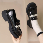 Kingad Naiste &Uuml;mara Ninaga Paksu Tallaga Mary Jane L&auml;ikivad V&auml;ikesed Nahkkingad Elegantsed Mitmek&uuml;lgsed &Uuml;ksikud Kingad Korea Versioon Libisemiskindlad Loaferid 35 must