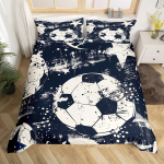 Jalgpalli tekikott t&auml;issuuruses jalgpalli spordi voodipesukomplekt poistele teismelistele pallim&auml;ngu tekk sinine voodikate 3 tk lukuga AU Single(140x210cm)