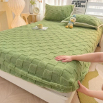 Palus voodilina piimast samet pikkade juustega fliisist voodikate kahekordse sametise voodilina jaoks, libisemisvastane voodilina, paksendatud pl&uuml;&uuml;sist madratsi kaitsekate 90X200cm Only A sheet