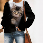 Mood armsad kasside dressipluusid loomade 3D prindiga naiste s&uuml;gis vabaaja pikkade varrukatega kapuutsid Y2k t&auml;navar&otilde;ivad, pullover Top naiste riided S