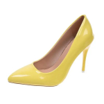 Suures suuruses naiste kingad New Candy Colors Pumps Seksikas terava varbaga lakknahast naiste k&otilde;rge kontsaga elegantsed kleitkingad 2024 37 kollane