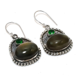 Labradorite, Diopside 925 Sterling Silver Jewelry Earring 1.77 g7t71