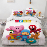Pocoyo voodikomplekt 3D-tr&uuml;kiga tekikott ja padjap&uuml;&uuml;r 2/3 tk Kahekohaline T&auml;issuuruses Queen-size King-size Tekikott Kodutekstiilid Laste kingitused 175x218cm-3pcs