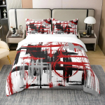 Punane Hall Valge Geomeetriline Voodipesu Komplekt T&auml;issuurus Triibuline Tekikott Magamistoa Dekoor Abstraktne Tekikott Komplekt 2 Padjapuuriga 70x133cm 2pcs