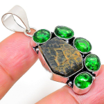 Labradorite Rough, Diopside 925 Sterling Silver Gift Pendant 1.97 g8o33