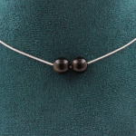 Pierres et Min&eacute;raux. Collier 2 perles Obsidienne dor&eacute;e 8 mm. Chaine en acier inoxydable Collier femmes, hommes. Taille personnalisa