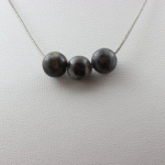 Pierres et Min&eacute;raux. Collier 3 perles Labradorite 8 mm. Chaine en acier inoxydable Collier femmes, hommes. Taille personnalisable.
