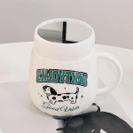 Uus toode Keraamiline tass kaane ja lusikaga Joonisfilm Galvaaniline karu Loov kingitus Kruus &Otilde;pilase komplekt Paari veetass 420ML