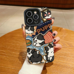 Vertikaalse mustriga nahast kest, armas kutsika mustriga, p&otilde;rutuskindel pehmest silikoonist &uuml;mbris kaamera objektiivi t&auml;ieliku kaitsega iPhone'ile iPhone 15 Pro Max