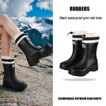Naiste Korea stiilis keskmise s&auml;&auml;rega veekindlad vihmasaapad - libisemiskindlad kummist saapad s&uuml;giseks ja talveks 37