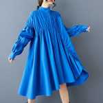 Pikkade varrukatega oversized vintage uued kleidid naistele vabaaja lahtine kevad s&uuml;gis midi s&auml;rgikleit elegantne riietus sinine