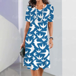 Naiste suvine l&uuml;hikeste kleitide festivaliriietus Naiste lilleline 3D-prindiga Elegantne pidulik vaba riietus 2024. aasta t&uuml;drukute moodne kleit Pullover S