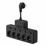 EL pistik S&otilde;ltumatu l&uuml;liti Seinale paigaldatav Pistikupesa 5 vahelduvvoolu Euroopa standardpistik V&otilde;rgufilter 3 USB 1 C-t&uuml;&uuml;pi pordiga Laadimine must