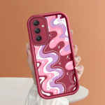 Pehme silikoonist ruudukujulise redeliga printimismustriga telefoni korpus T&auml;iskaanega kaamera p&otilde;rutuskindel kaitse kummist &uuml;mbris Samsungile Samsung M32 must