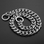 Tugev 19mm roostevabast terasest koera k&auml;gistusketiga kaelarihm Lemmiklooma kaelakee H&otilde;bedane 18K kuldne koera kuuba l&uuml;liga Pit Bulli Mastifi Buldogi jaoks 14inch (35cm) -19MM