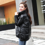 Talvine l&auml;ikiv puuvillane jope naiste l&uuml;hike lahtine pagari&auml;ri paks v&auml;ike puuvillane jope 2XL must