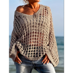 Seksikas &otilde;&otilde;nsas kudum, p&auml;ikeses&auml;rk, puhkuse kudum, naiste kevadsuvi Outer Beach Cover Up top XL khaki