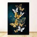 Tuba Cuadros Salong Big Yellow Butterfly N Print Abstract Golden Blue Butterfly Wall Art Kaasaegsed seinapildid elamiseks Ilma raamita 21*30cm