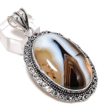 Banded Agate Handmade 925 Sterling Silver Jewelry Pendant 2.44 j6e28