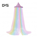 Vikerkaarega voodikupp t&uuml;drukutele Unistav laste printsessi kuppelvooditelk Hingav s&auml;&auml;sev&otilde;rk Dekoratiivne v&otilde;revoodi telk t&uuml;drukutele roosa