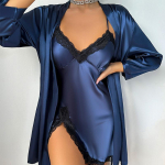 Naiste vabaaja pidžaamad, kaks komplekti v&auml;lismantliga, seksikas moe simulatsiooniga siidist pidžaamad j&auml;&auml;siidist koduriided L