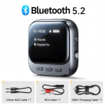 2-IN-1 Bluetooth 5.2 Vastuv&otilde;tja Saatja 400mAh AUX Autoadapter LED-ekraaniga Automuusika/K&auml;ed-vabad K&otilde;nedele JR-CB2S must