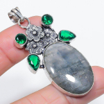 Natural Labradorite, Diopside 925 Sterling Silver Jewelry Pendant 2.36 e4l70