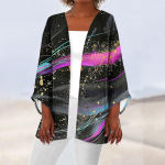 Naiste vabaaja mood tr&uuml;kitud kerge keskmise pikkusega jope kardigan XXXL