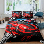 Ralliauto Prindiga Tekikott Padjapuuriga Voodipesukomplekt &Uuml;he-, Kahe-, Twin-, T&auml;is-, Queen-, Kingi Suurused 2/3 tk Pol&uuml;ester Tekikate 70x133cm 2pcs black