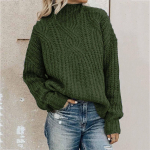 Womens Fashion Solid Long Sleeve Sweater Loose Turtleneck knitting Sweater S