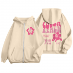 Naiste t&otilde;mblukuga kapuutsid teismeliste t&uuml;drukute lillede tr&uuml;kiga dressipluus Riietus vabaaja n&ouml;&ouml;riga jakk taskutega L