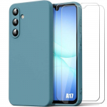 Coque de Protection - BOOLING - Samsung Galaxy A17 4G/5G - Silicone Souple Vert Bleu - 2 Vitres