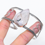 Natural Moonstone Gemstone 925 Sterling Silver Cuff Bangle Adjustable v6p77
