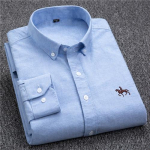 S-6XL Oxford s&auml;rgid meestele Pikkade varrukatega Puuvillane &Uuml;hev&auml;rviline Triibuline Vabaaja Tikitud Hobune Streetwear &Auml;ri Lihtne Kontor 6XL 46