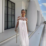 Tahke kaelapaelaga Harajuku maksikleidid naistele seljapaljastav &scaron;ikk varrukateta pikk kleit naistele vabaaja rannapuhkuse peokleit One Size valge