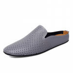 Nahast meeste mokassiinid suvised kerged poolkingad meestele &otilde;ues kasutamiseks, k&auml;sit&ouml;&ouml;na valminud disainermuulad, mokassiinid, rannasussid, pluss-suurus 45 45