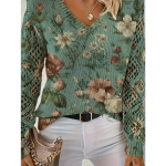 Elegantne s&uuml;gis ja talv, boheemlaslik, l&auml;&auml;neliku stiiliga mitmek&uuml;lgne V-kaelusega pikkade varrukatega naiste topp, trendikas naiste kootud kampsun XL