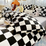 Malelaua Muster Voodipesu Komplekt Ilma Tekita Tekikott Padjap&uuml;&uuml;r Linalaud &Uuml;he- ja Kuninganna Suuruses Pol&uuml;ester Voodipesu Twin 3pcs for 1m bed white